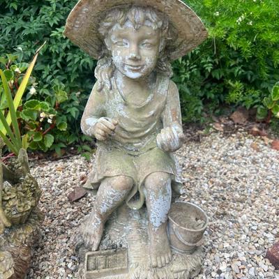 Lot of 3 Plaster Garden Statues