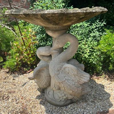 Swan Base Concrete Bird Bath