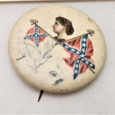 Lot #35  Vintage Postcard and Button - Winnie Davis, Daughter of the Confederacy