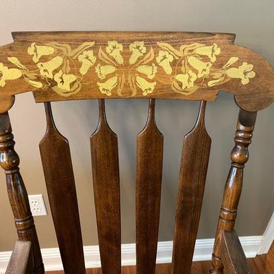 Vintage Solid Wood Hand Painted Rocking Chair
