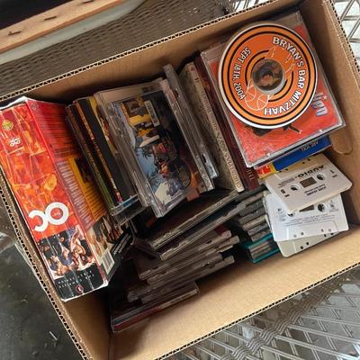 MISC BOX OF CDS, DVDS, & BOOKS