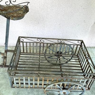 Rusty Wrought Iron Tricycle Plant Holder