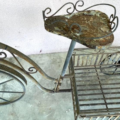 Rusty Wrought Iron Tricycle Plant Holder