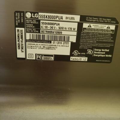 LG 55" LED Smart TV and Panasonic Blue Ray Player (GR-KD)