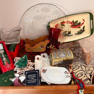 Christmas Lot - Vintage Porsgrund Nisse, Etched Glass