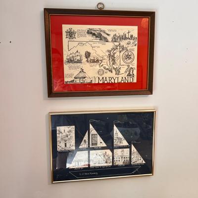 Framed Maryland Art Lot - Annapolis, Naval Academy