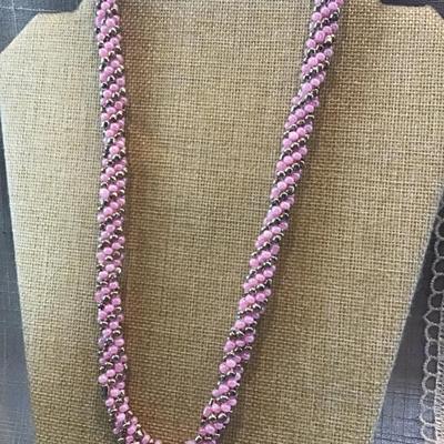 Pink Gold Beaded Necklace