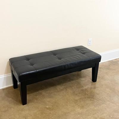 Tufted Black Vinyl Upholstered Bench