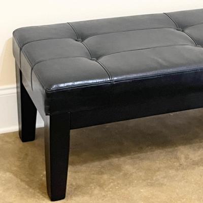 Tufted Black Vinyl Upholstered Bench