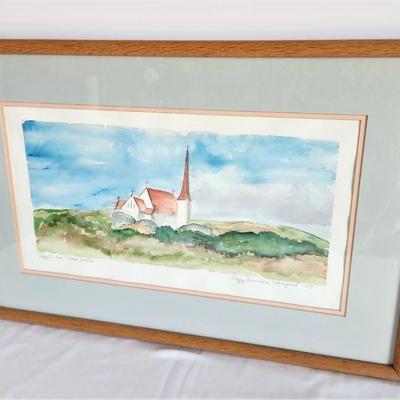 Lot #40  Charming Framed Original Watercolor by Listed Artist Peggy Moriss Vineyard