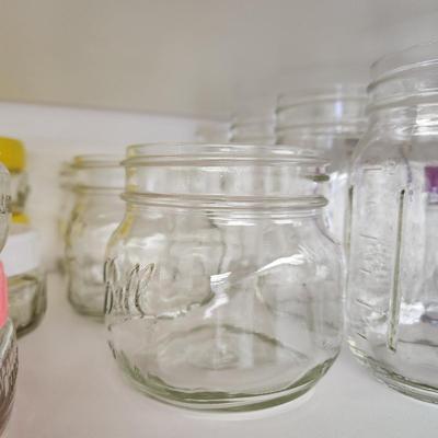 Large Lot of Clean Canning Storage Glass Jars with lids