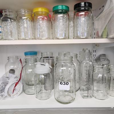 Large Lot of Clean Canning Storage Glass Jars with lids