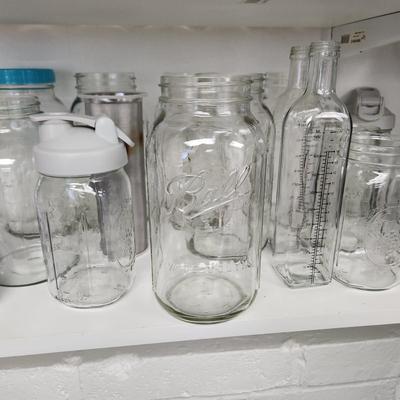 Large Lot of Clean Canning Storage Glass Jars with lids