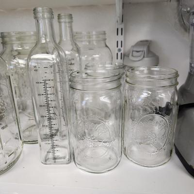 Large Lot of Clean Canning Storage Glass Jars with lids