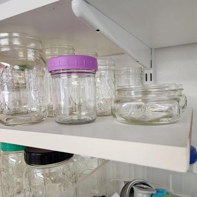 Large Lot of Clean Canning Storage Glass Jars with lids