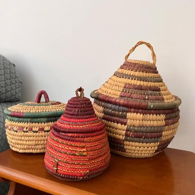 3 Vintage Woven Arabian Baskets