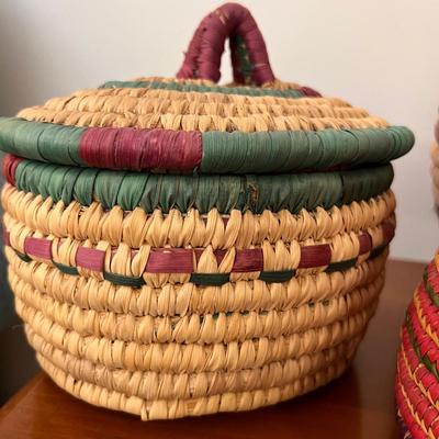 3 Vintage Woven Arabian Baskets