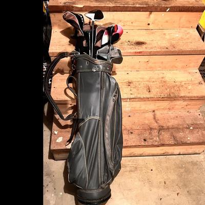 Vintage Golf Club Bag with Clubs