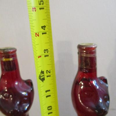 Red Glass Cat Bottles - A