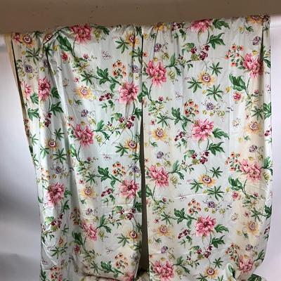 817 Custom made Floral Design on Green Fabric Valance and Panels
