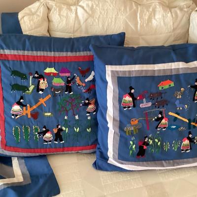 Throw pillows and small throw