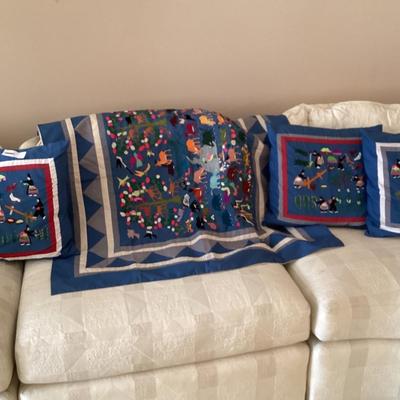 Throw pillows and small throw