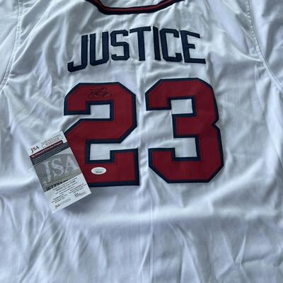 David Justice autograph signed Jersey #23 XL, A-Town