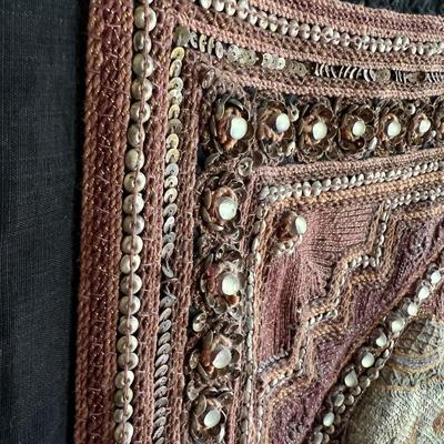 Vintage Kalaga Sequin Embroidered Textile Elephant Hanging Art