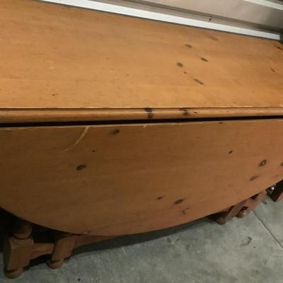 Farmhouse Style Country Pine Knotted Gate Table Base, Drop Leaf Table 68" L 24"W (72"W leaves up) 30"H