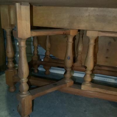 Farmhouse Style Country Pine Knotted Gate Table Base, Drop Leaf Table 68" L 24"W (72"W leaves up) 30"H
