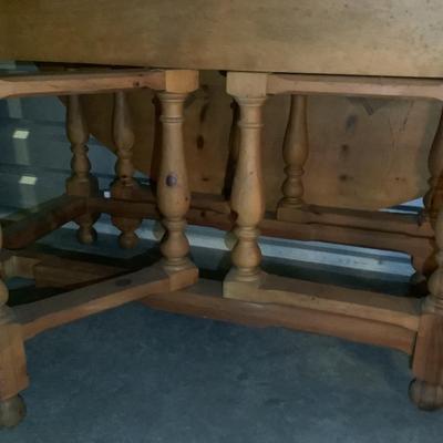 Farmhouse Style Country Pine Knotted Gate Table Base, Drop Leaf Table 68
