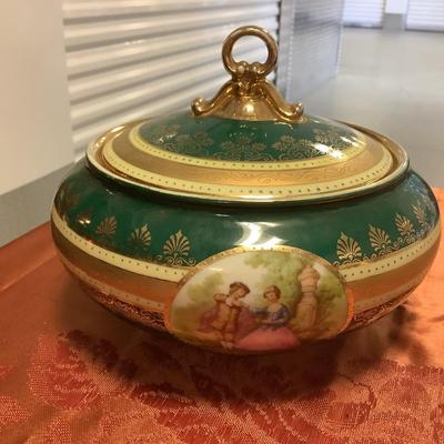 Rare J. K Decor Carlsbad German Porcelain Candy Dish with lid 7