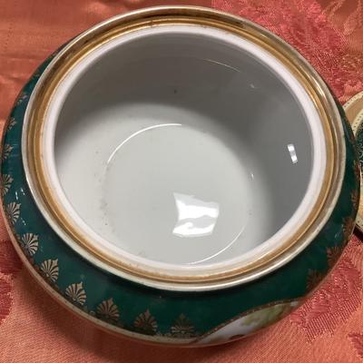 Rare J. K Decor Carlsbad German Porcelain Candy Dish with lid 7" diameter 5"H