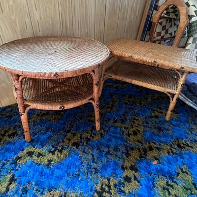 Pair of Small Matching Wicker Tables (UB-RG)