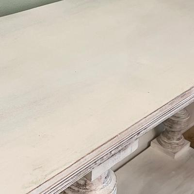 White Washed Wood Pedestal Console Table