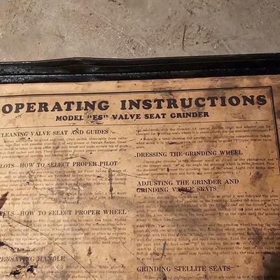 Vintage Hall Manufacturing Model ES Valve Seat Grinder + More  (WS2-JS)