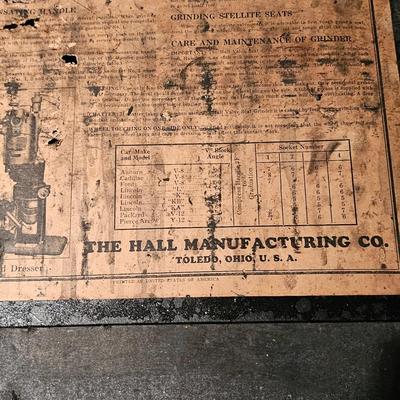 Vintage Hall Manufacturing Model ES Valve Seat Grinder + More  (WS2-JS)