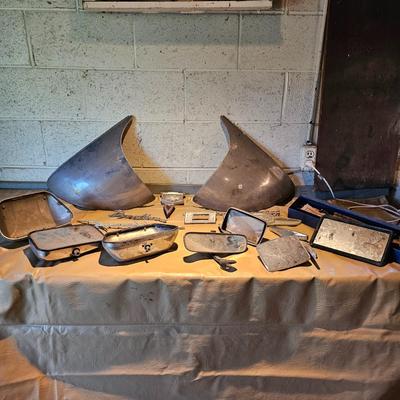 Vintage Auto Emblems, Insignias + Assorted Mirrors (WS2-JS)