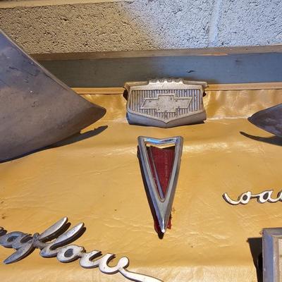 Vintage Auto Emblems, Insignias + Assorted Mirrors (WS2-JS)