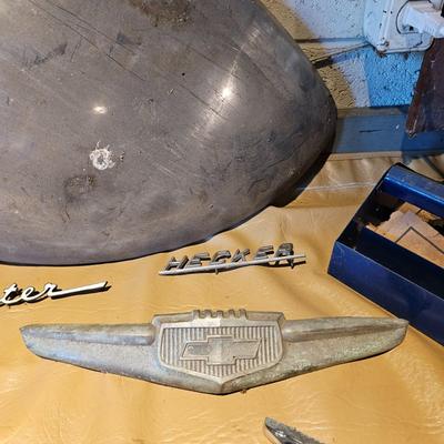 Vintage Auto Emblems, Insignias + Assorted Mirrors (WS2-JS)