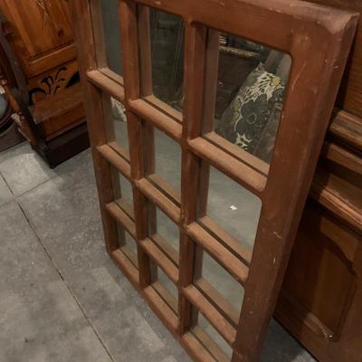 Window Mirror-wooden with dove tail 36"H 25"W 12 pane VINTAGE