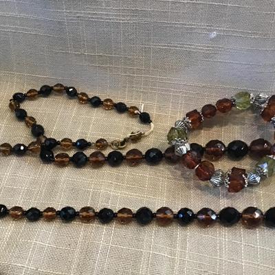 Vintage Glass Beaded Necklace with Costume Bracelet