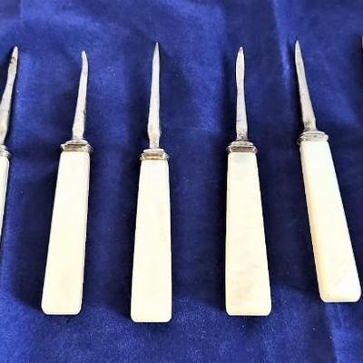 Lot #49  Set of 10 early 20th century Mother of Pearl handled Nut Picks
