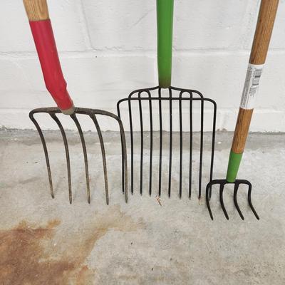 Lot of 3 Garden tools Manure Fork , Bedding Fork,