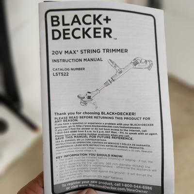 Black & Decker 20V Lithium 4.0AH Cordless String Trimmer Edger & Leaf Blower
