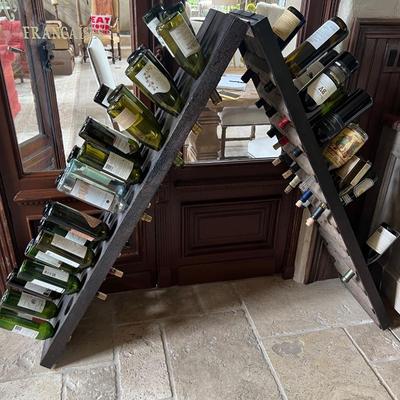 Antique French Wood Riddling Wine Rack 54 Bottles