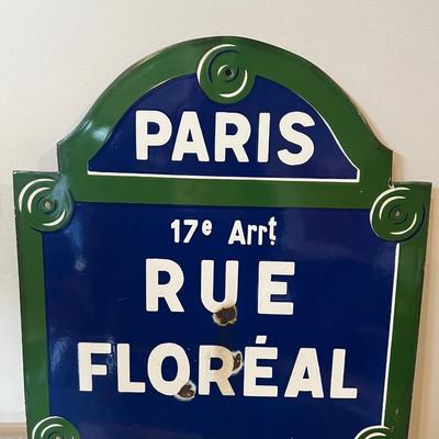 Vintage Authentic Genuine Paris Street Sign â€˜Rue Florealâ€™