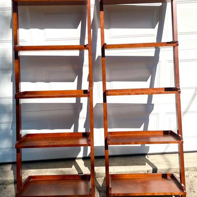 Pair Cherrywood Ladder Bookshelfâ€™s