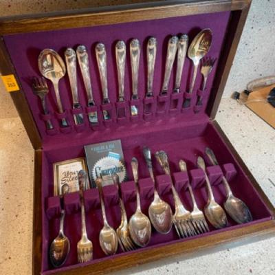 Rogers and Bro Silver Plate flatware set in box