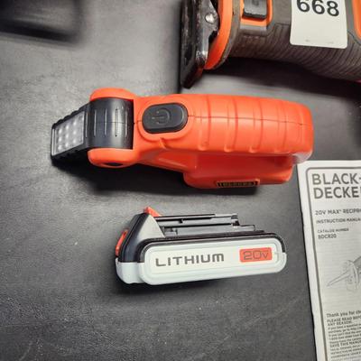 3 Black & Decker Cordless 20V Lithium Tools Reciprocating Saw, 5.5" Circular Saw, Light